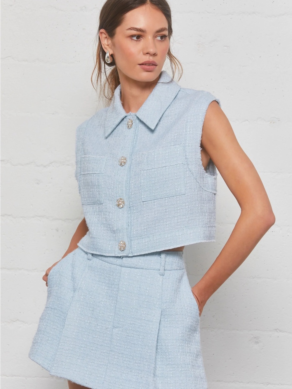 Jhene Tweed Sleeveless Top by Astr the Label